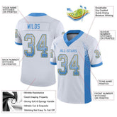 Custom White Powder Blue-Gold Drift Fashion Mesh Authentic Football Jersey